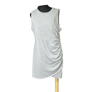 Nine West Heather Gray Sleeveless Ruched Tunic Dress XL Polyester/Rayon/Spandex